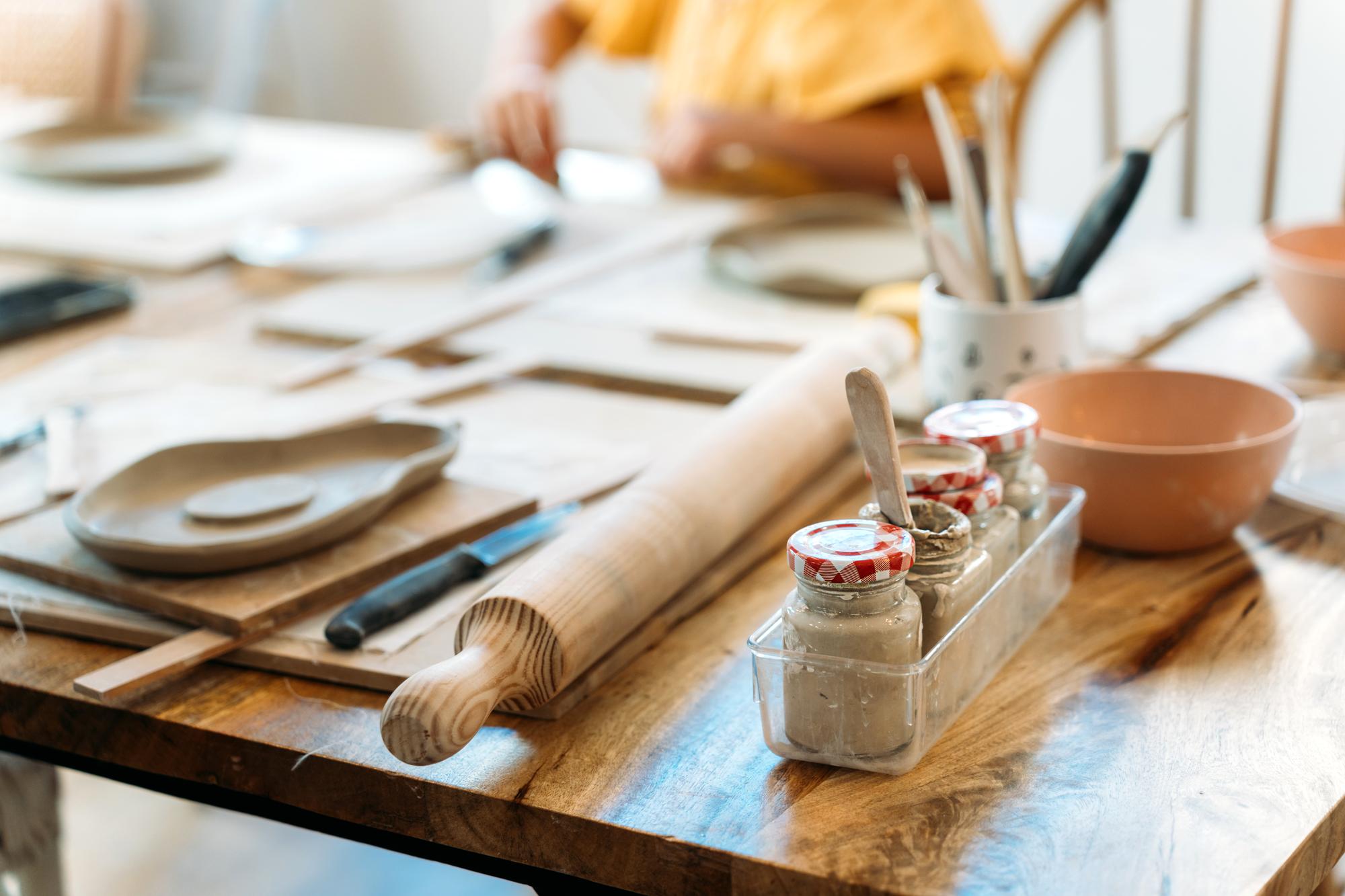 Interior of a small culinary studio with tools