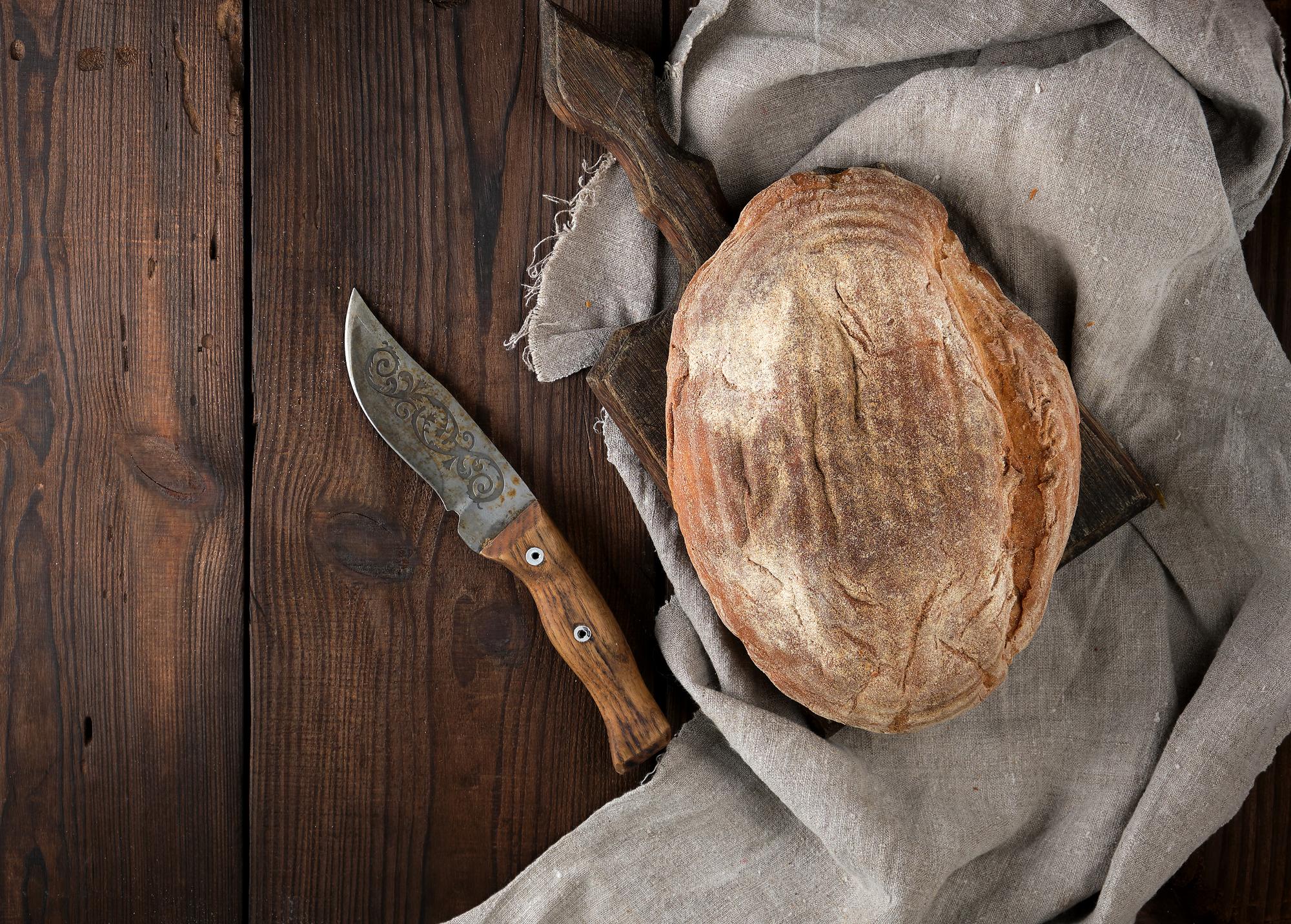 Close-up of artisanal bread and knife