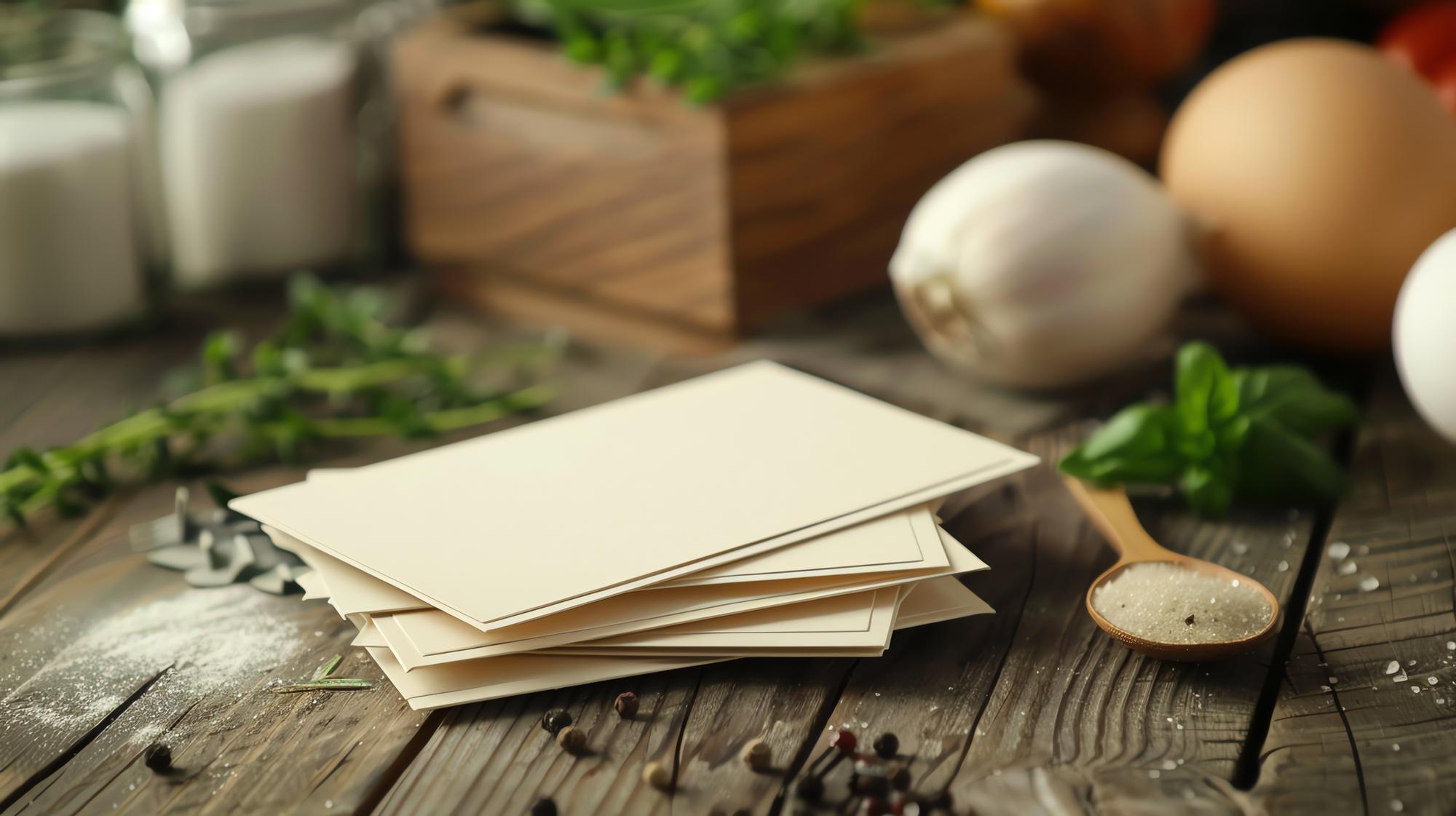 Stack of workshop recipe cards